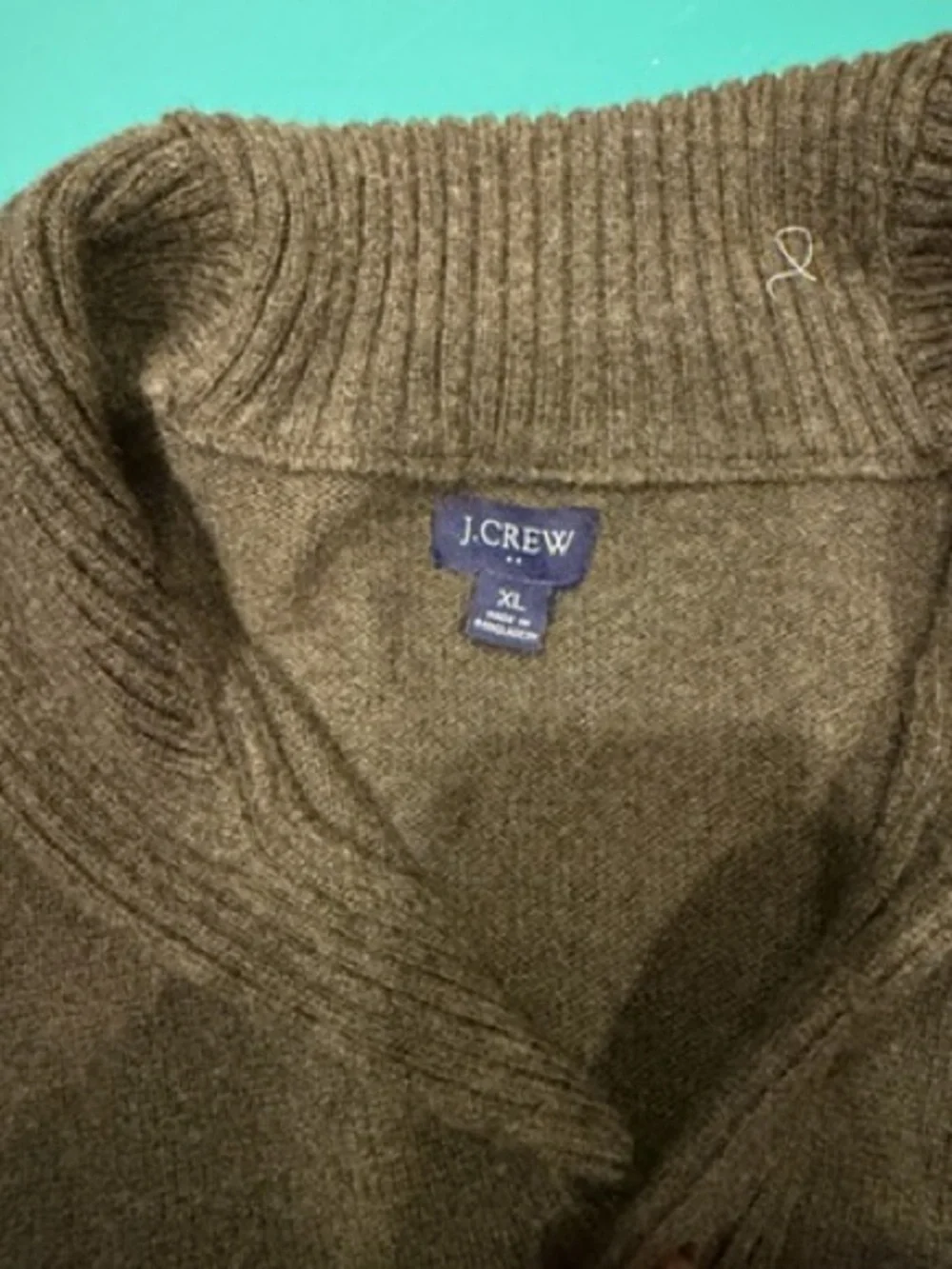 J. Crew Shawl-Collar Lambswool Sweater Dark Olive Size XL